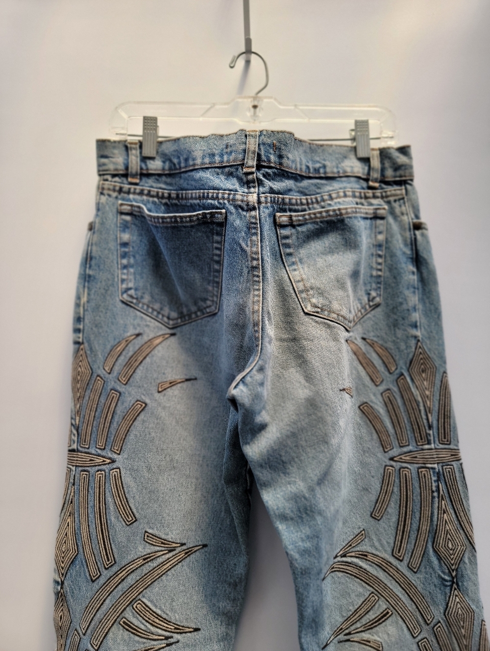 Roberto Cavalli Vintage Y2K Tribal Embroidered Blue Jeans Mens Size Medium W32 - Picture 12 of 16